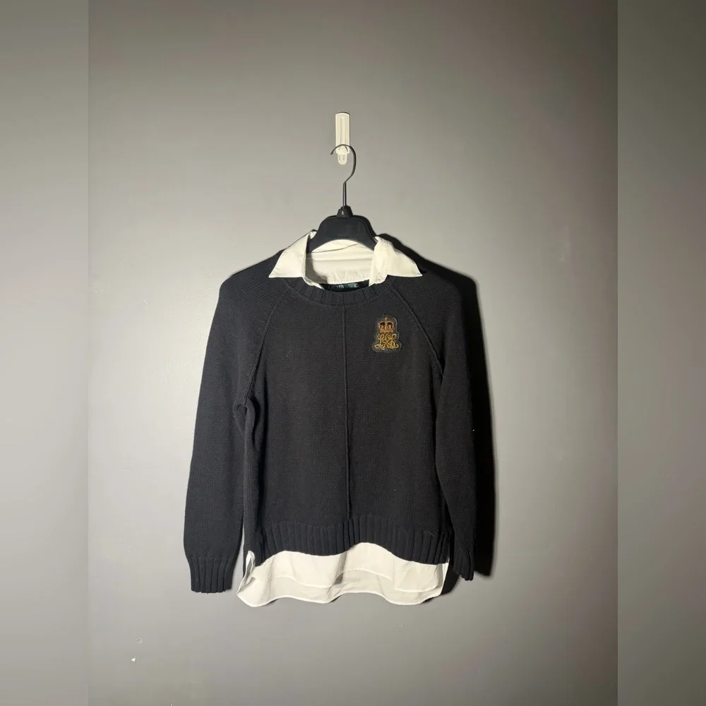 Lauren Ralph Lauren Bullion Patch Layered-Look Sweater Size Large - Picture 1 of 5